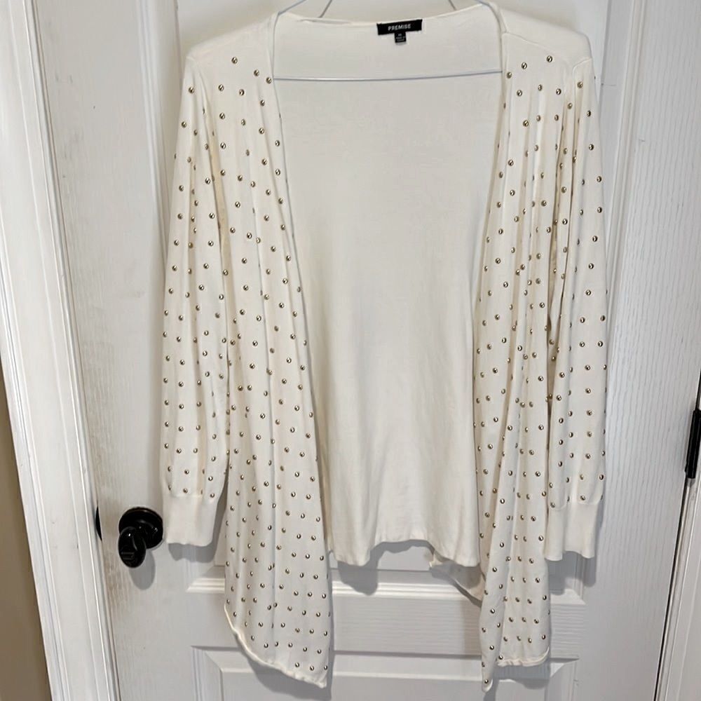 Premise Off White Colored Cardigan with Gold Details